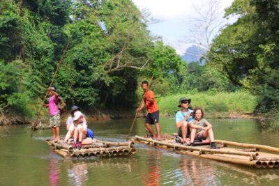 Khao Lak: Khao Sok Bamboo Rafting and Elephant Bathing Trip - Monkey temple: a quick culture hit with real wildlife energy