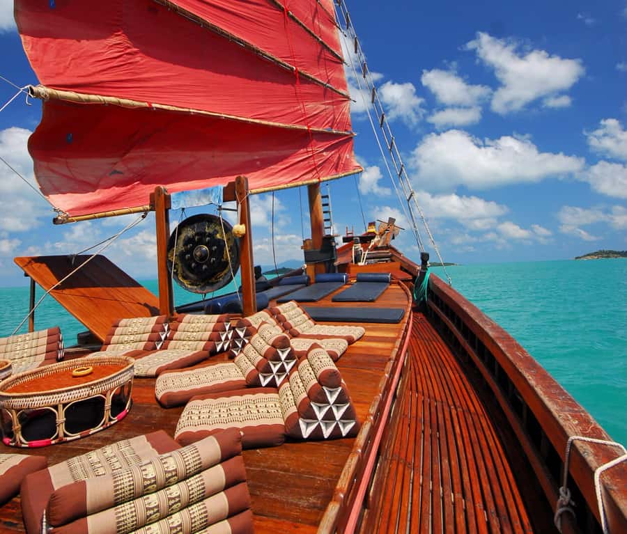 Koh Samui: Koh Phangan Island Full-Day Cruise with Sunset - The Chantara Junk Boat Experience: comfort on the water, Thai style