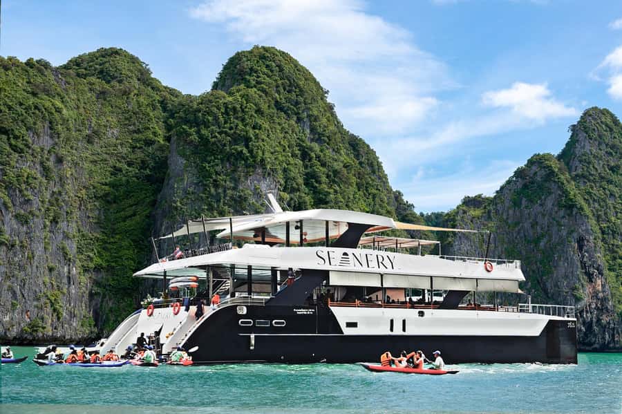 Phuket: James Bond Island Luxury Sunset Cruise - Yai Island water time: hammocks, SUP boards, floaties, and the slide