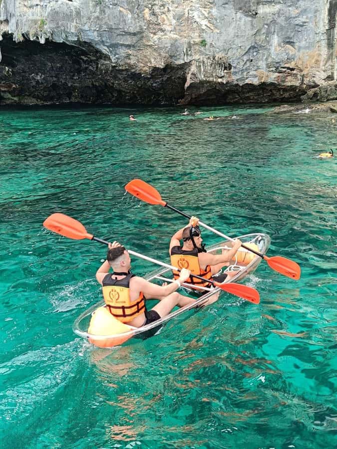 Phuket: Phi Phi, Bamboo & Maithon by Premium Speed Catamaran - Viking Cave: snorkeling and a clear kayak at the same stop