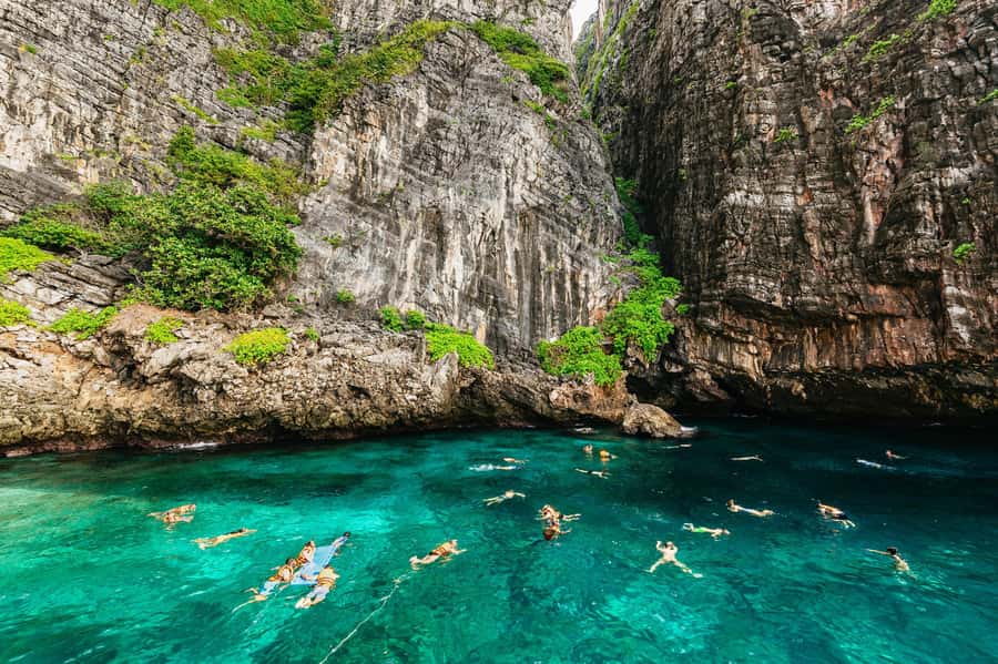 Phuket: Phi Phi Islands Day-Trip by Speed Catamaran - Pileh Lagoon and Viking Cave: longtail ride and real snorkeling time